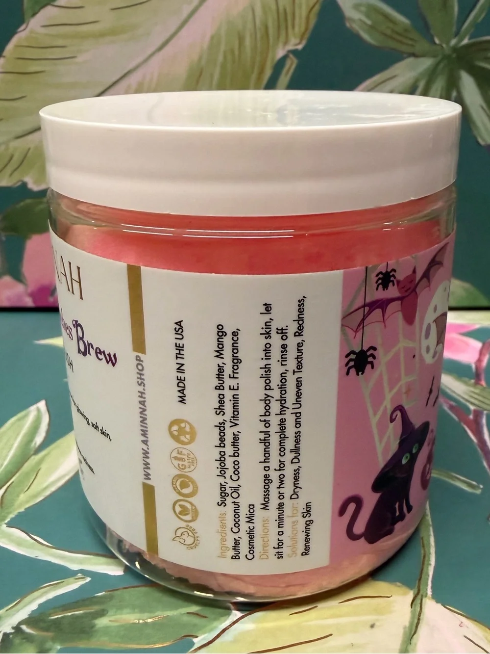 Aminnah Witches Brew Sugar Polish Scrub 8 oz Halloween Exfoliating Rare